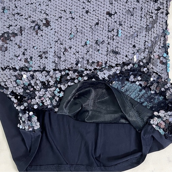 Ann Taylor Navy Sequin Top Sleeveless Glam Blouse, Small, Festival & Party Ready - Picture 11 of 11